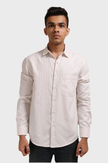 XKIND OFF WHITE SILVER STRIPES REGULAR FIT SHIRT - XKIND