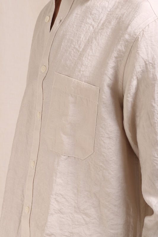 XKIND BEIGE CRUSH WRINKLED LOOK REGULAR FIT SHIRT - XKIND