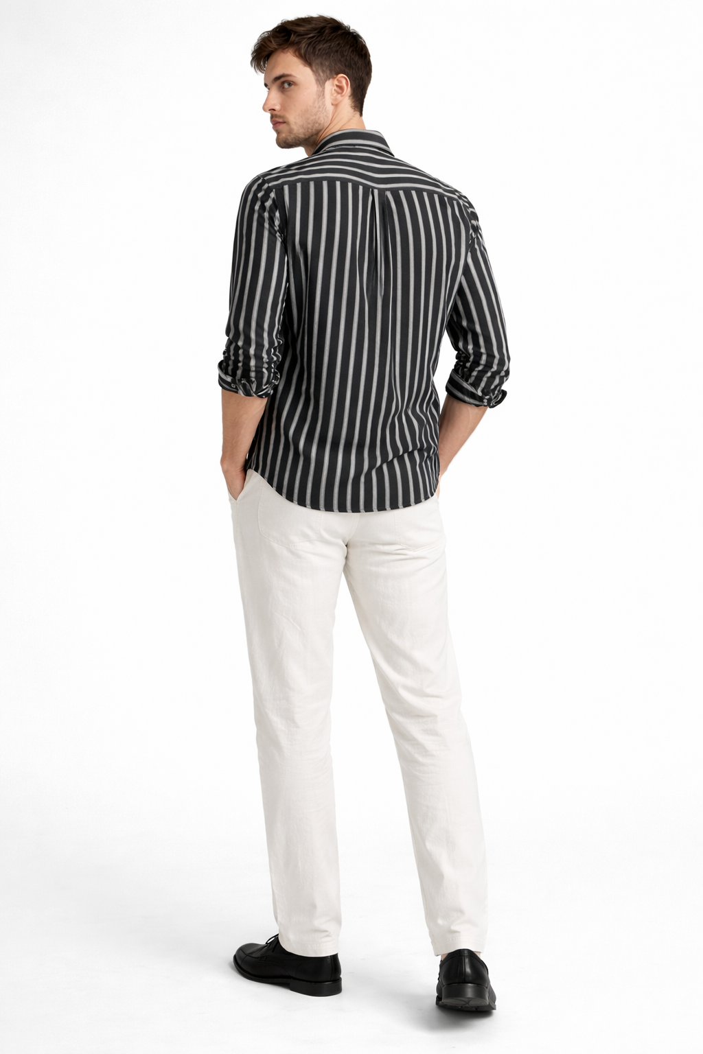 BLACK STRIPE REGULAR FIT CASUAL SHIRT