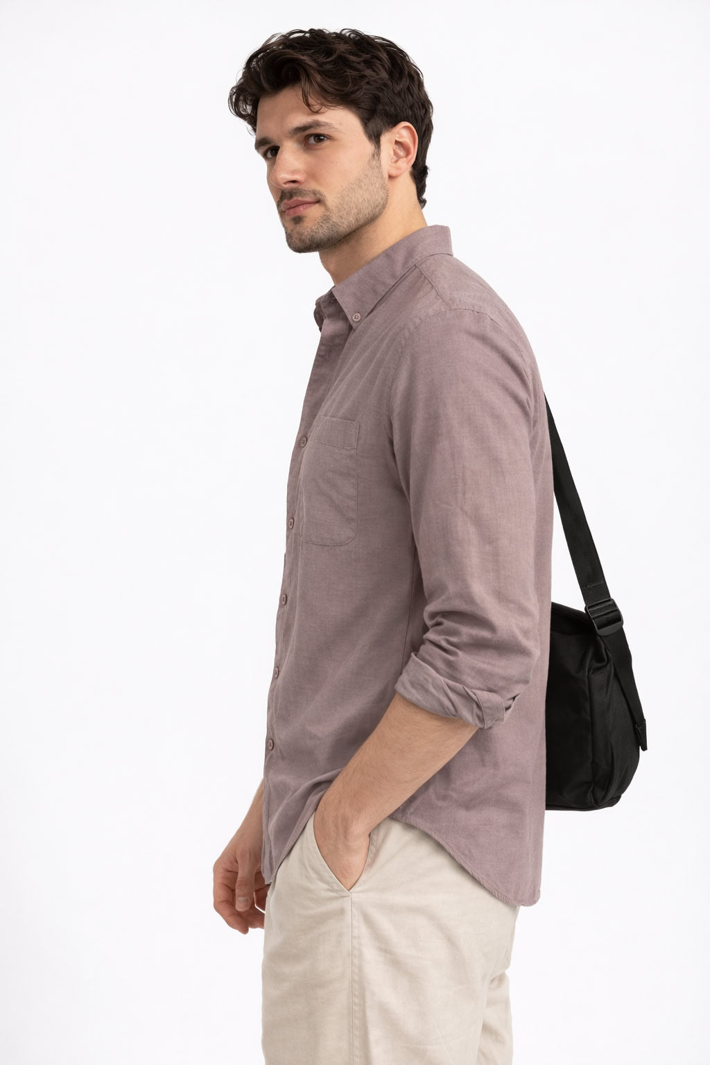 XKIND PLUM LINEN BLEND SHIRT