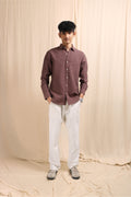 XKIND BROWN CRUSH WRINKLED LOOK REGULAR FIT SHIRT - XKIND