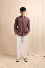 XKIND BROWN CRUSH WRINKLED LOOK REGULAR FIT SHIRT - XKIND