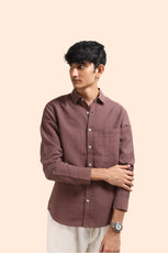 XKIND BROWN CRUSH WRINKLED LOOK REGULAR FIT SHIRT - XKIND