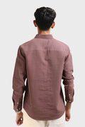 XKIND BROWN CRUSH WRINKLED LOOK REGULAR FIT SHIRT - XKIND