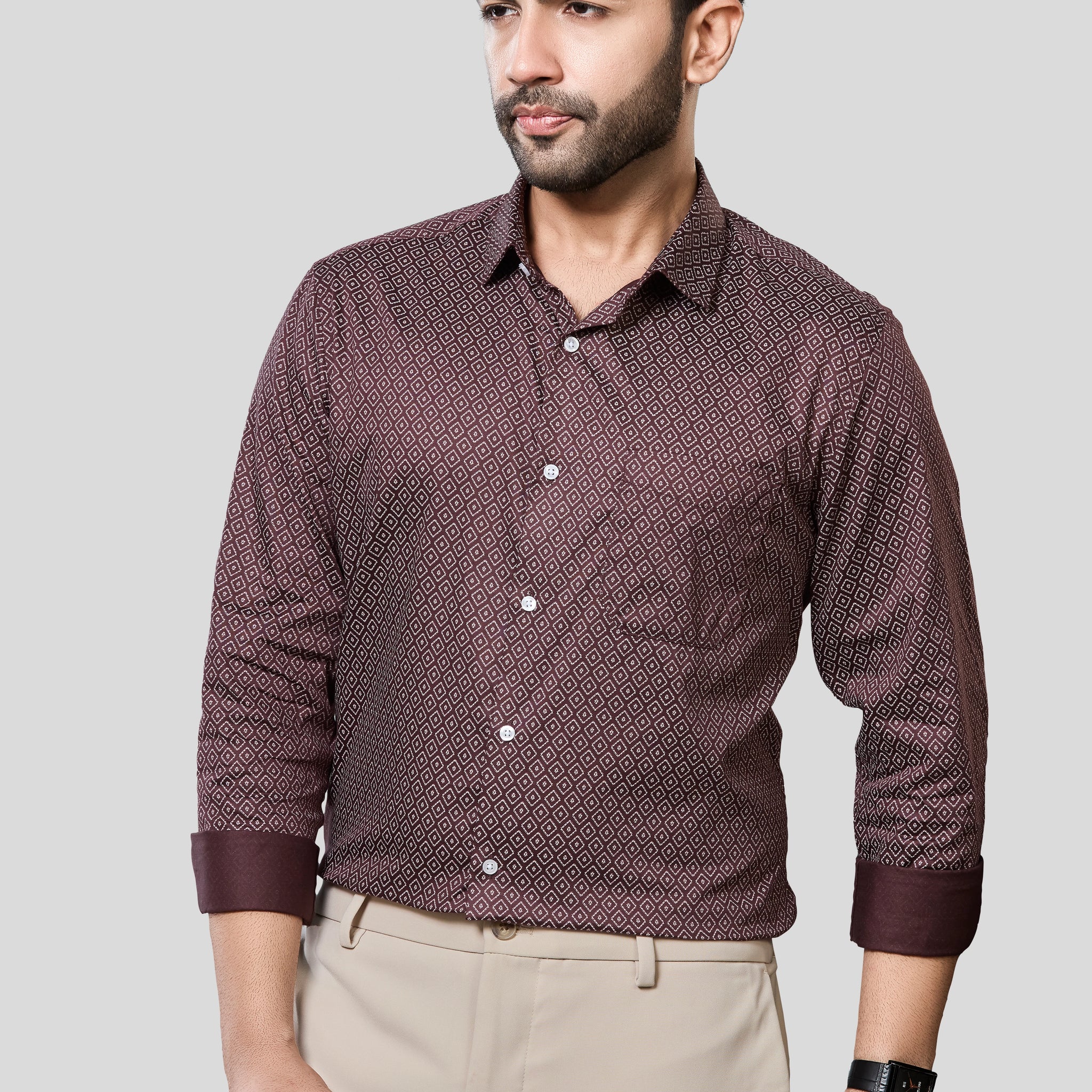 Jonesburg Men's Printed Slim Fit Formal Shirt