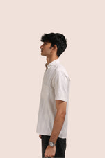 XKIND OFF WHITE SELF STRIPES REGULAR FIT SHIRT - XKIND