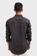 XKIND DARK GREY CRUSH WRINKLED LOOK REGULAR FIT SHIRT - XKIND