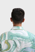 XKIND GREEN FINE CORDUROY DROP SHOULDER PRINTED RELAXED FIT SHIRT - XKIND