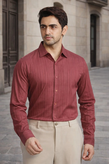 JONESBURG LIGHT  RED  SLIM FIT FORMAL SHIRT