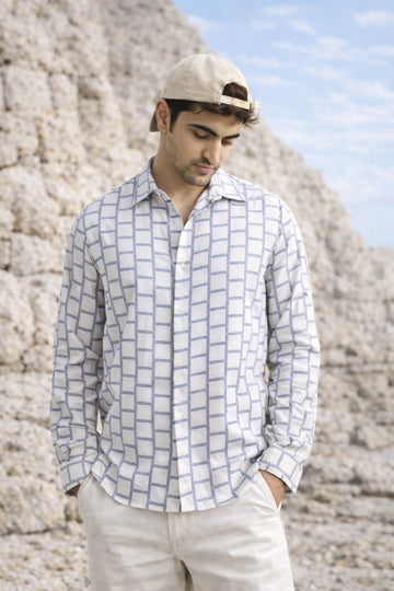 PURPLE CHAIN TENCEL PRINTED REGULAR FIT SHIRT