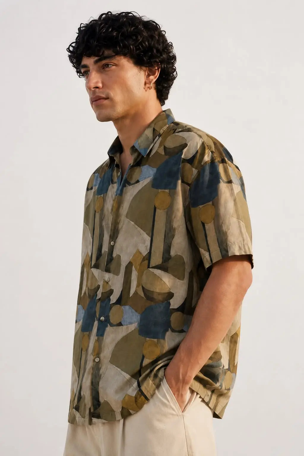 Men Printed Brown Shirt Relaxed Fit 100% Cotton - XKIND