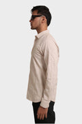 BEIGE EMBROIDERY FULL SLEEVE SLIM FIT SHIRT - XKIND