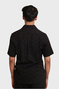 BLACK GOLDEN FOIL STRIPES SLIM FIT SHIRT - XKIND