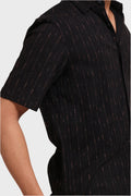 BLACK GOLDEN FOIL STRIPES SLIM FIT SHIRT - XKIND