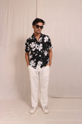 BLACK FLORAL PRINTED TEXTURED REGULAR FIT SHIRT - XKIND