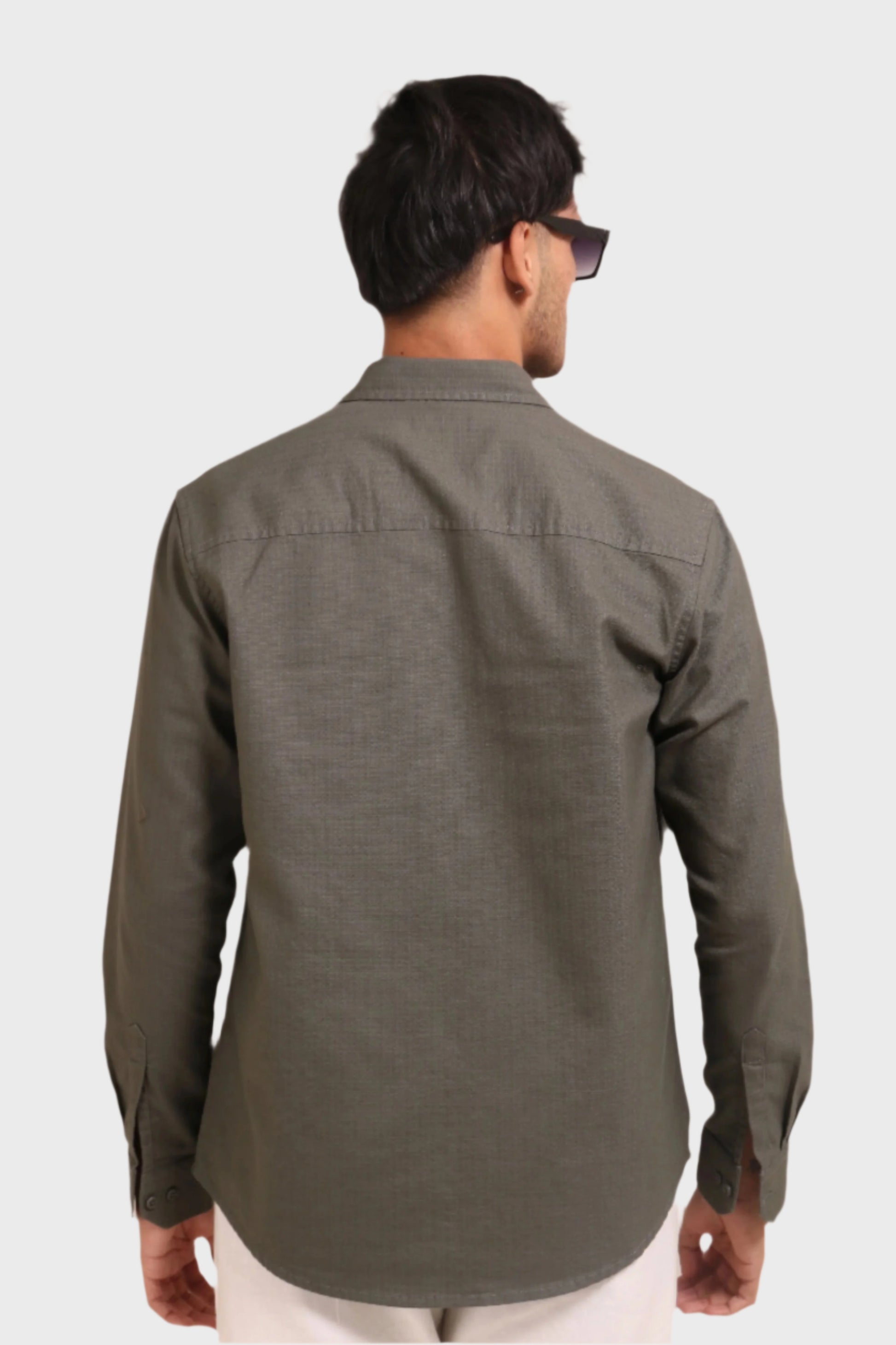 DARK GREEN TEXTURED REGULAT FIT SHIRT/ OVERSHIRT - XKIND