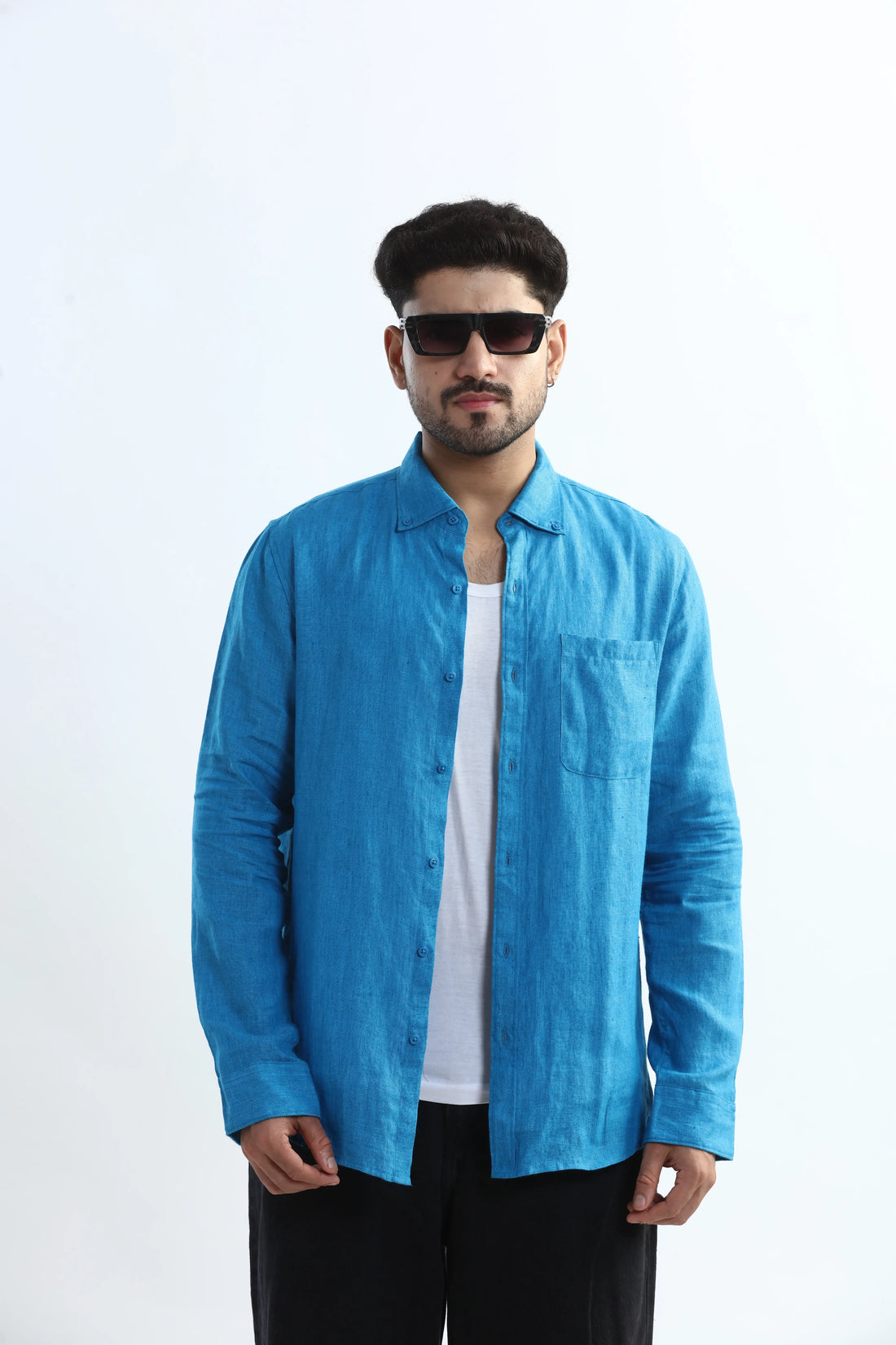 100% PURE LINEN BUTTON DOWN CASUAL SHIRT