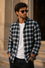 XKIND'S BROWNISH NAVY FIT CHECKS SHIRT