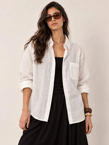 White 100% Pure Linen Shirt for Women – XKind