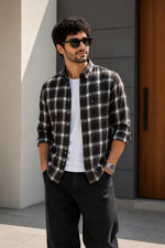 XKIND'S BROWN CHECKS REGULAR FIT CASUAL SHIRT