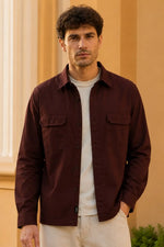 Men Brown Shacket Relaxed Fit Shirt - XKIND