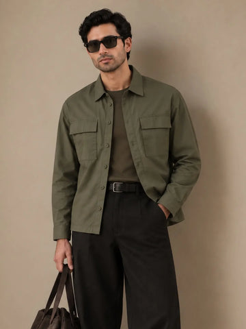Olive Lightweight Utility Shirt for Men - Xkind