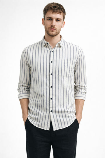 WHITE STRIPE REGULAR FIT CASUAL SHIRT