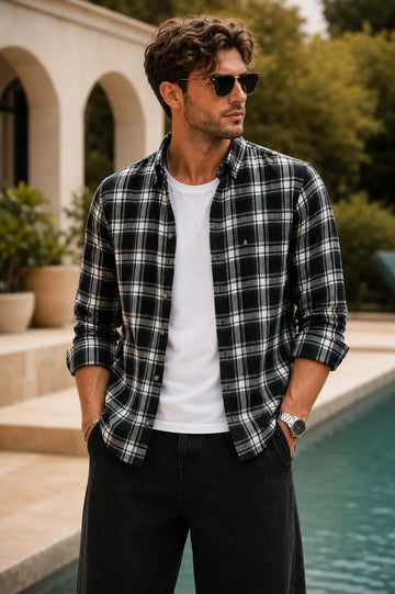 XKIND'S BROWN CHECKS REGULAR FIT CASUAL SHIRT