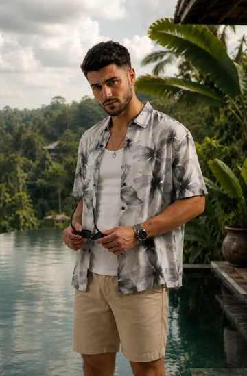 Men Printed White Shirt Relaxed Fit 100% Cotton - XKIND
