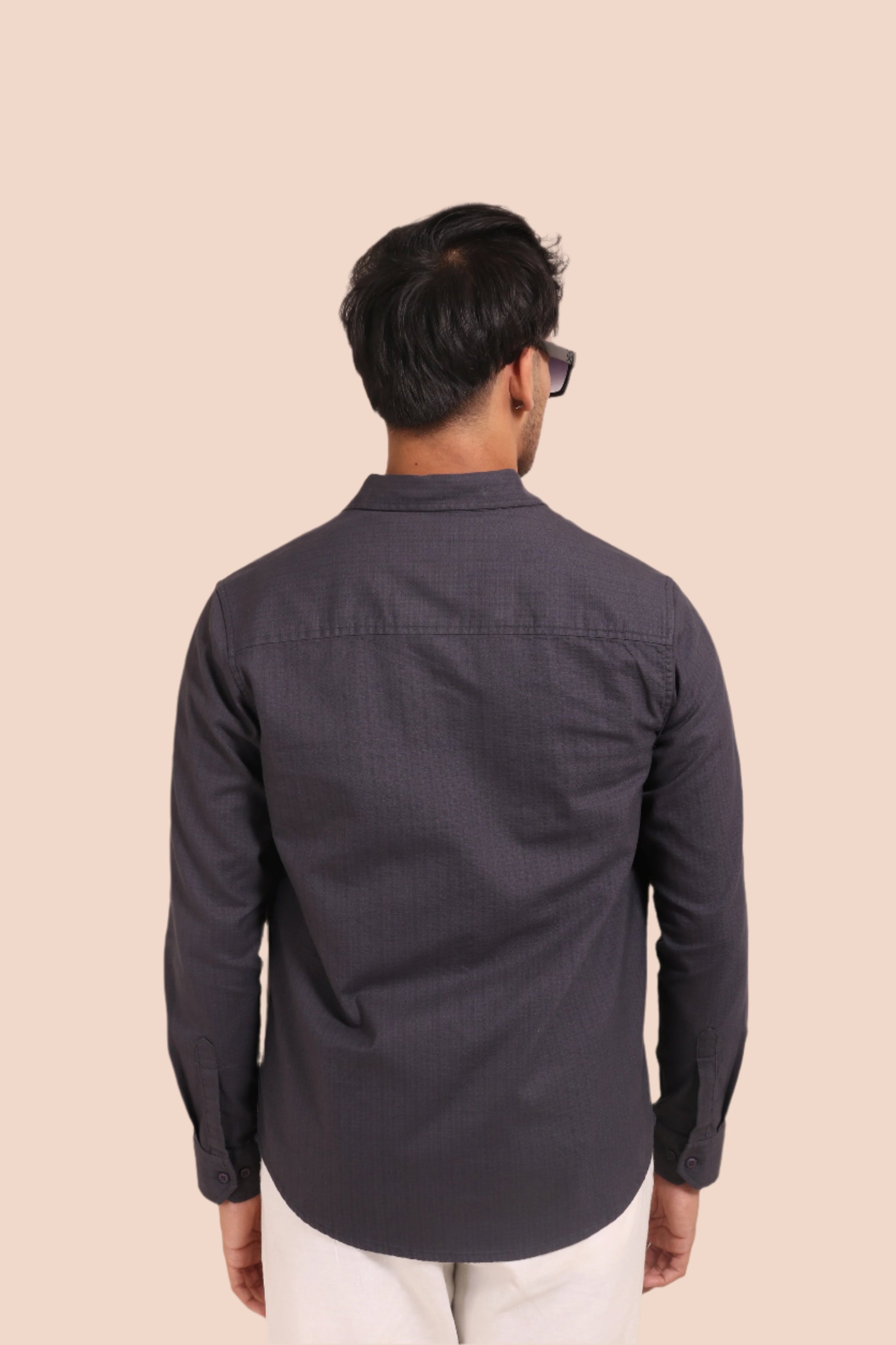 DARK GREY TEXTURED REGULAR FIT SHIRT/ OVERSHIRT - XKIND