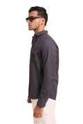 DARK GREY TEXTURED REGULAR FIT SHIRT/ OVERSHIRT - XKIND