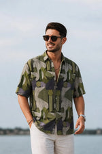 Green Printed Shirt for Men Relaxed Fit - Xkind