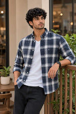 XKIND'S GREY CHECKS REGULAR FIT SHIRT