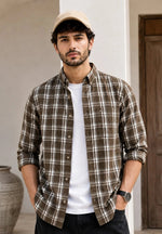 XKIND'S BROWN CHECKS REGULAR FIT SHIRT
