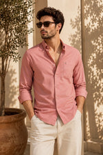 DUSTY PINK TWILL LYCRA SLIM FIT CASUAL SHIRT