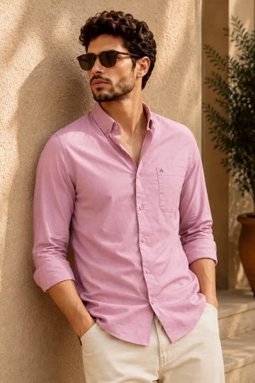 MAUVE TWILL LYCRA SLIM FIT CASUAL SHIRT