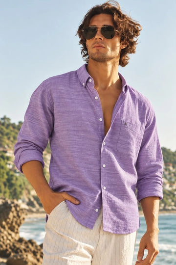 Lavender Men Casual Shirt in Regular Fit - Xkind