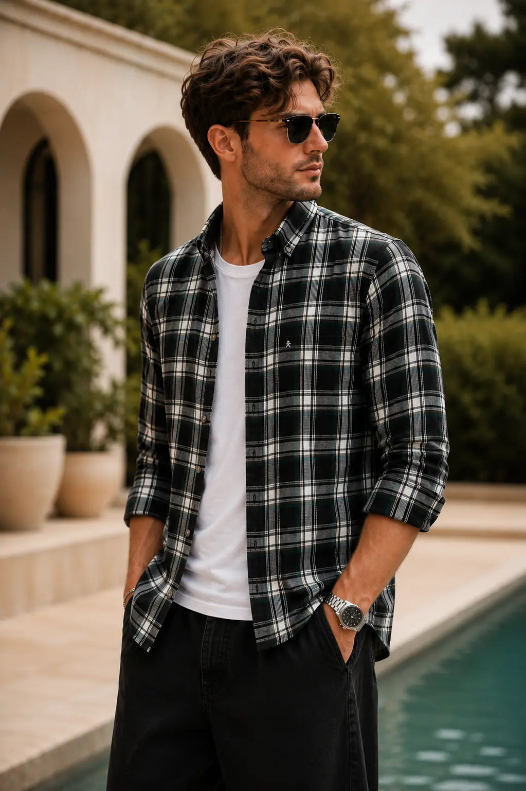 XKIND'S BROWN CHECKS REGULAR FIT CASUAL SHIRT