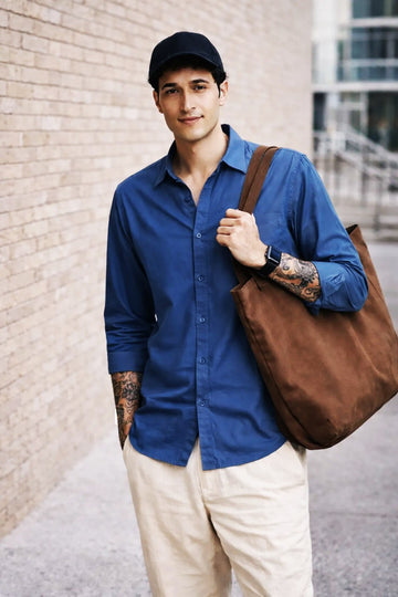 NAVY OXFORD REGULAR FIT SHIRT