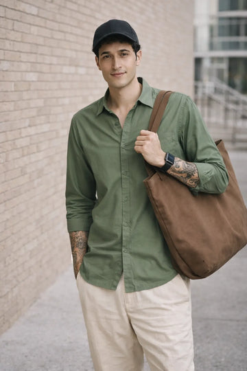 OLIVE OXFORD REGULAR FIT SHIRT