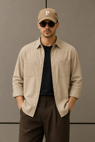 Men Tan Shacket Regular Fit Shirt - XKIND