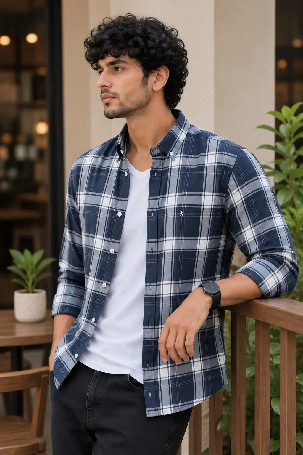 XKIND'S GREY CHECKS REGULAR FIT SHIRT