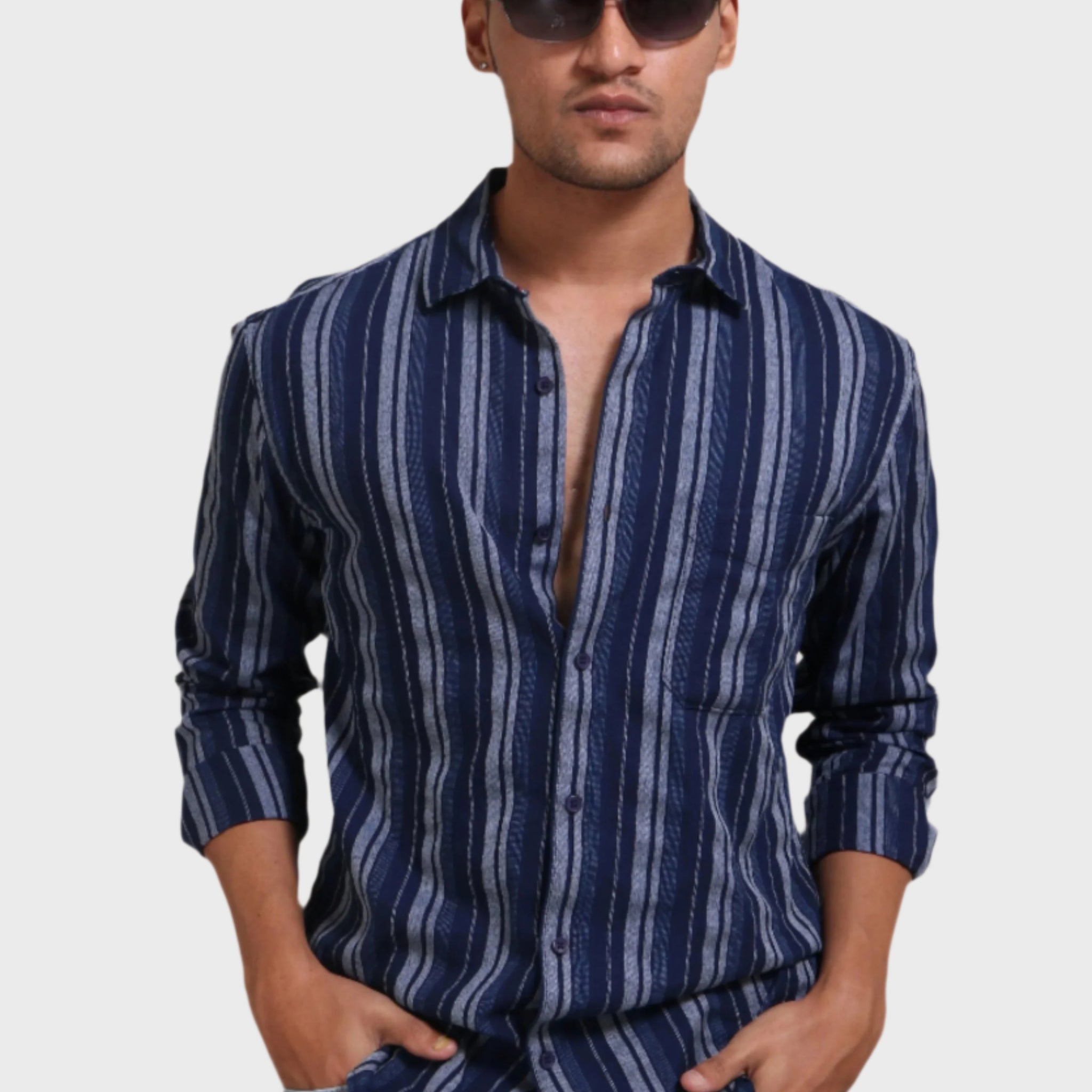 INDIGO STRIPES REGULAR FIT SHIRT - XKIND