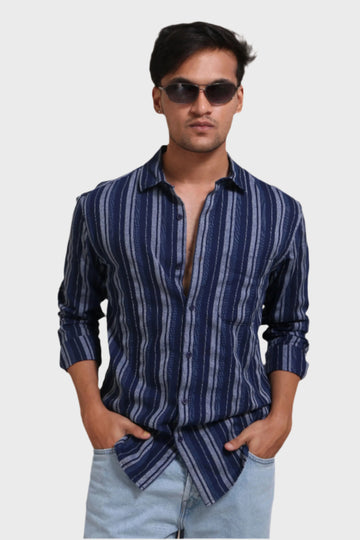 INDIGO STRIPES REGULAR FIT SHIRT - XKIND