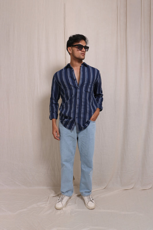 INDIGO STRIPES REGULAR FIT SHIRT - XKIND