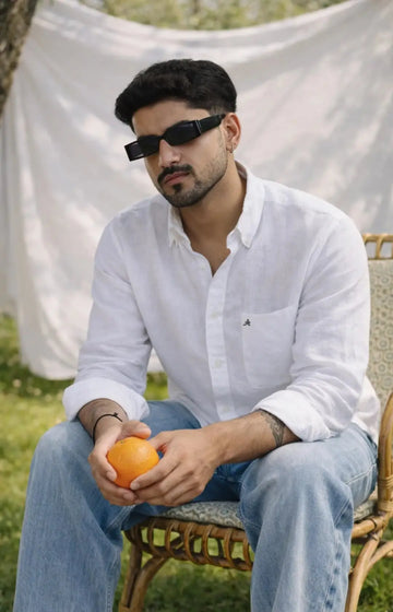 100% PURE LINEN WHITE  BUTTON DOWN CASUAL SHIRT