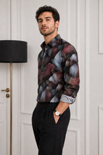 XKIND'S SLIM FIT BLUE PRINTED SHIRT