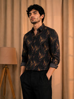 XKIND'S SLIM FIT MAUVE PRINTED SHIRT
