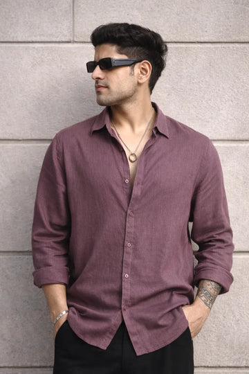 DARK MAUVE LINEN BLEND SHIRT