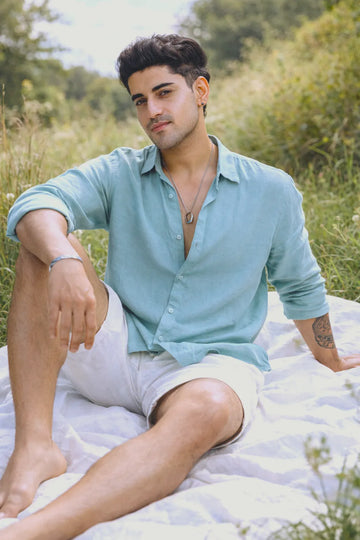 MINT GREEN LINEN BLEND SHIRT